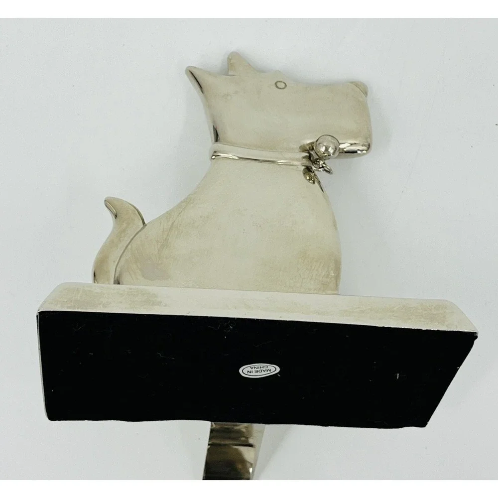 Scotty Scottie Dog Silver Christmas Stocking Mantel Shelf Hanger Holder